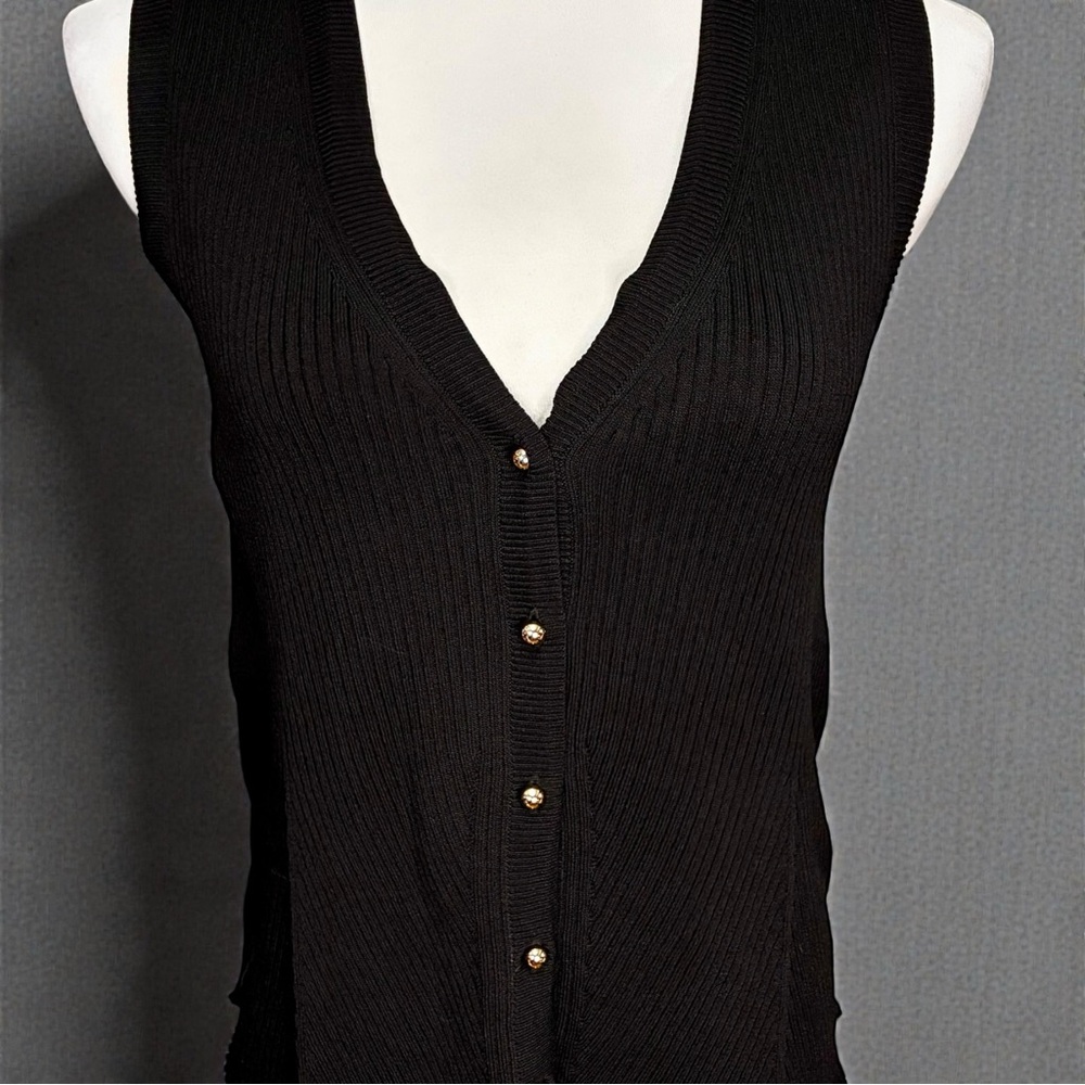 Anne Klein Black Ribbed Tank Top - Picture 3 of 8
